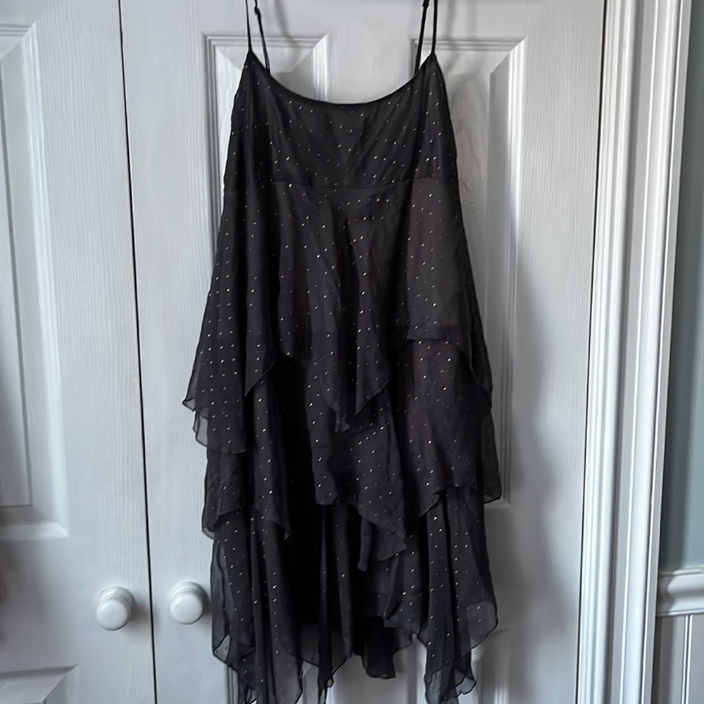 Free People Tiered ruffle spaghetti strap sparkly dress size